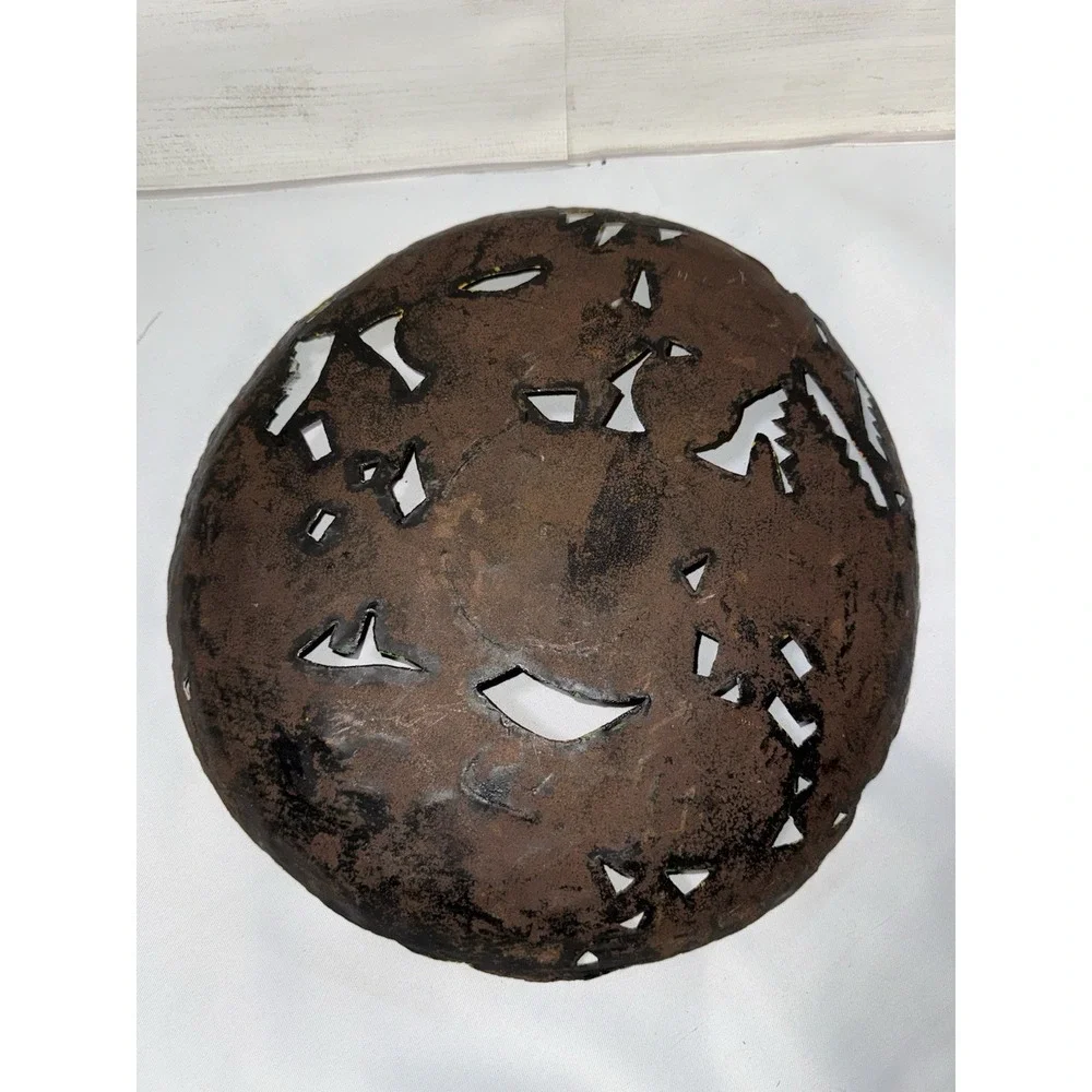 Vtg Handmade Toleware‎ Metal Fruit Plate Wall Plaque 10